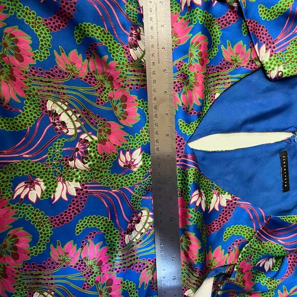 Tintoretto Puff-Sleeve/Cap-Sleeve Lined Silky Colorful Blouse - XS/S - Picture 4 of 13